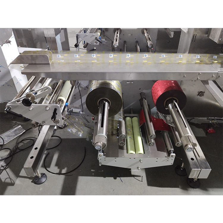down roll double film roller automatic packaging machinery stick biscuit flow wrap machine wholesale